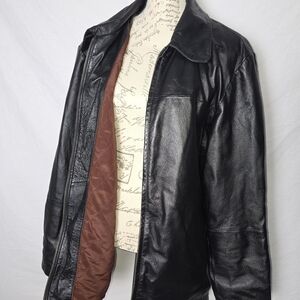 Wilsons Leather Black Jacket with Brown Lining